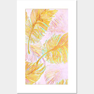 Shimmering Gold Leaf Pattern for Positivity 4 Posters and Art